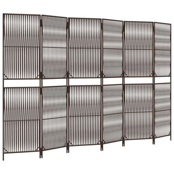 Paravent 6-tlg. Braun Poly Rattan