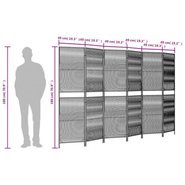 Paravent 6-tlg. Braun Poly Rattan