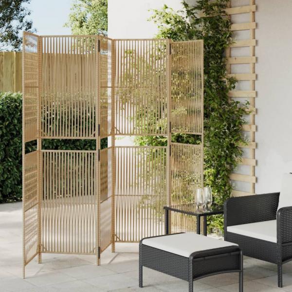 ARDEBO.de - Paravent 6-tlg. Beige Poly Rattan