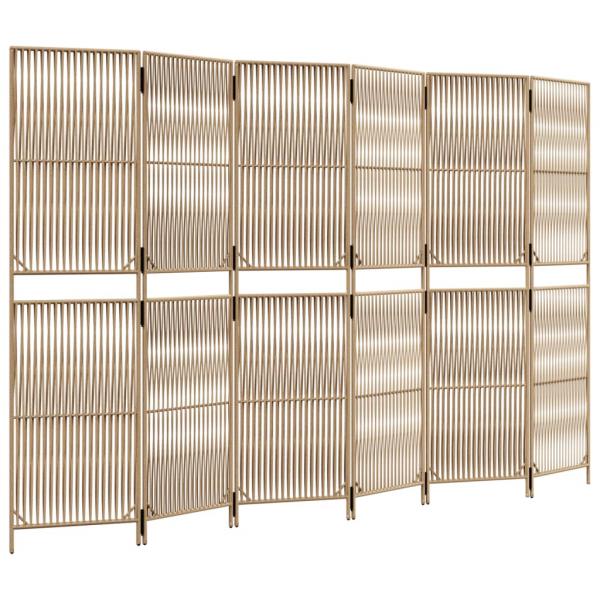 Paravent 6-tlg. Beige Poly Rattan