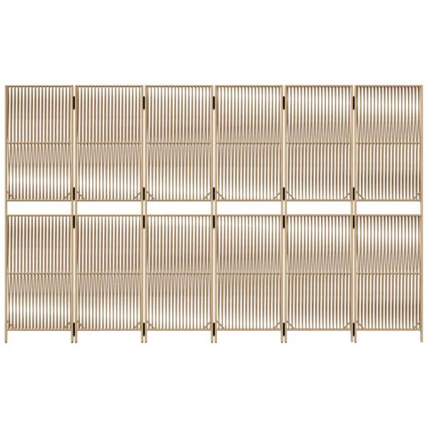 Paravent 6-tlg. Beige Poly Rattan