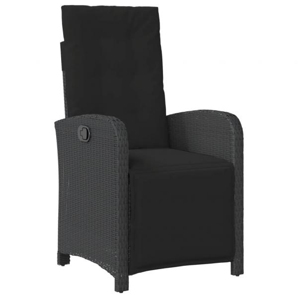 3-tlg. Bistro-Set mit Kissen Schwarz Poly Rattan