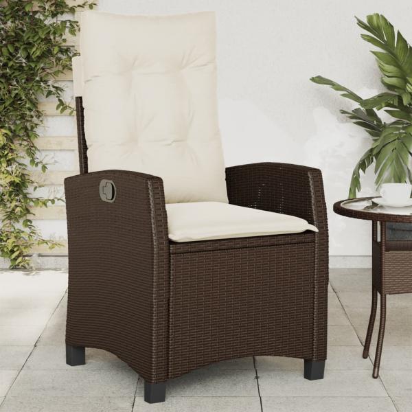 Gartensessel mit Kissen 2 Stk. Verstellbar Braun Poly Rattan