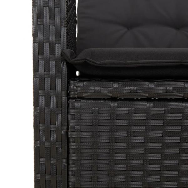 5-tlg. Garten-Essgruppe mit Kissen Schwarz Poly Rattan