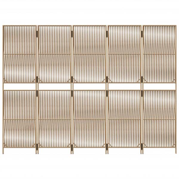 Paravent 5-tlg. Beige Poly Rattan