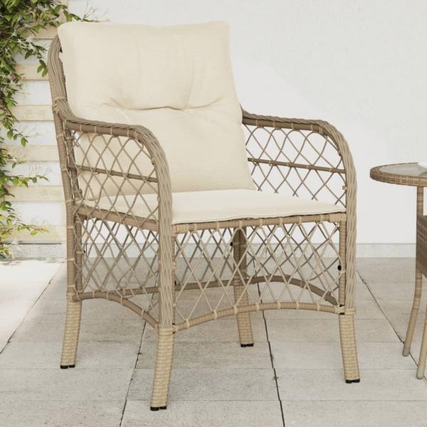 ARDEBO.de - Gartenstühle mit Kissen 2 Stk. Beige Poly Rattan