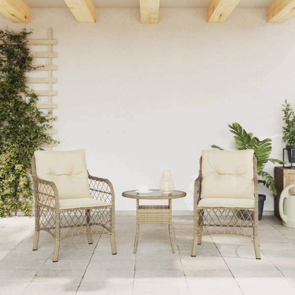 Gartenstühle mit Kissen 2 Stk. Beige Poly Rattan