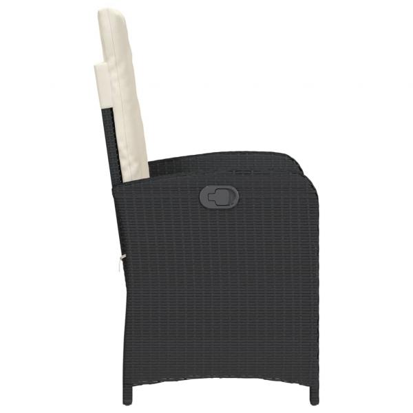 Gartensessel mit Kissen 2 Stk. Verstellbar Schwarz Poly Rattan