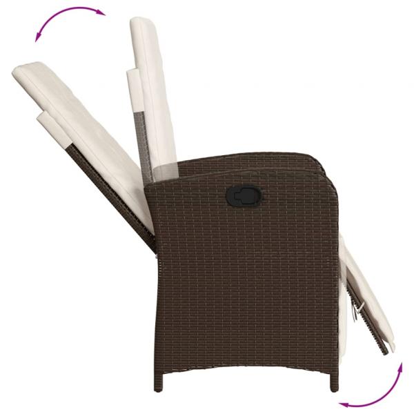 Gartensessel mit Fußteil 2 Stk. Verstellbar Braun Poly Rattan