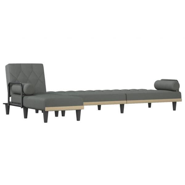 Schlafsofa in L-Form Dunkelgrau 260x140x70 cm Stoff