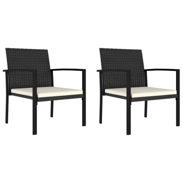 ARDEBO.de - Garten-Essstühle 2 Stk. Poly Rattan Schwarz