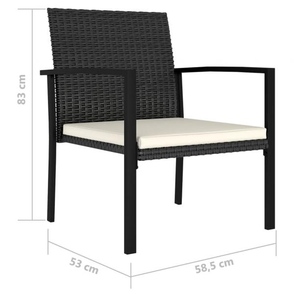 Garten-Essstühle 2 Stk. Poly Rattan Schwarz