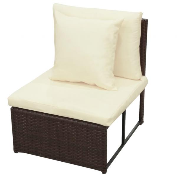 8-tlg. Garten-Lounge-Set mit Kissen Poly Rattan Braun