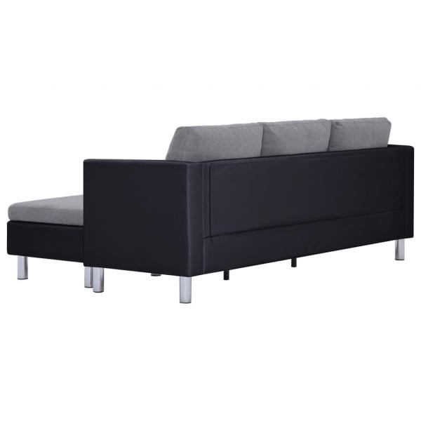 3-Sitzer-Sofa mit Kissen Schwarz Kunstleder