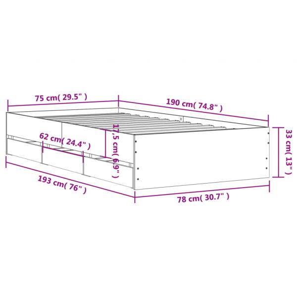 Bettgestell mit Schubladen Sonoma-Eiche 75x190 cm Holzwerkstoff