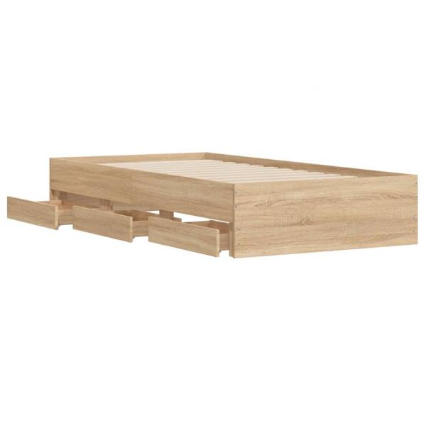 Bettgestell mit Schubladen Sonoma-Eiche 75x190 cm Holzwerkstoff