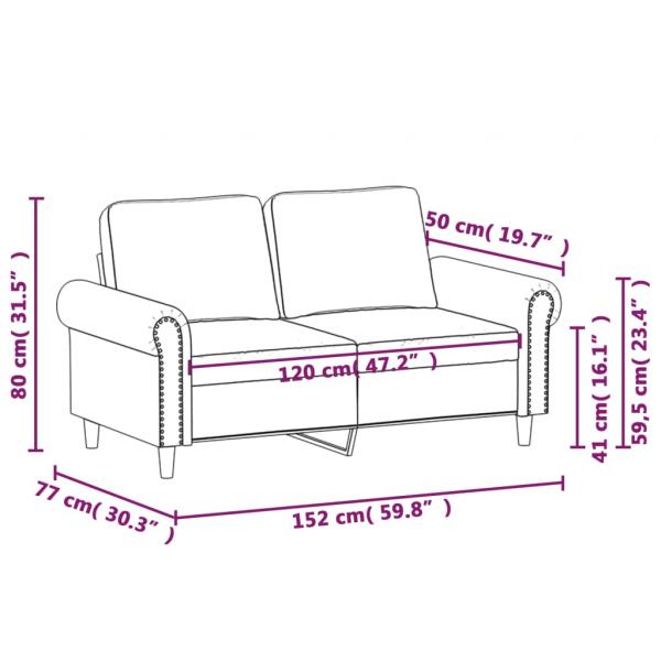 2-Sitzer-Sofa Hellgrau 120 cm Samt