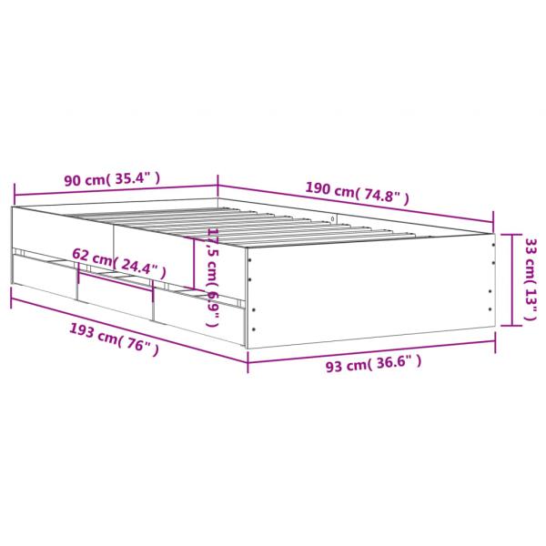 Bettgestell mit Schubladen Sonoma-Eiche 90x190 cm Holzwerkstoff