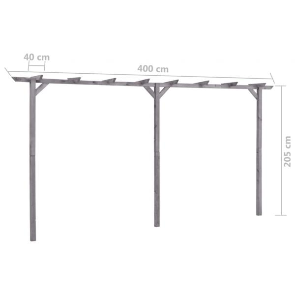 Garten-Pergola Grau 400x40x205 cm Imprägniertes Kiefernholz