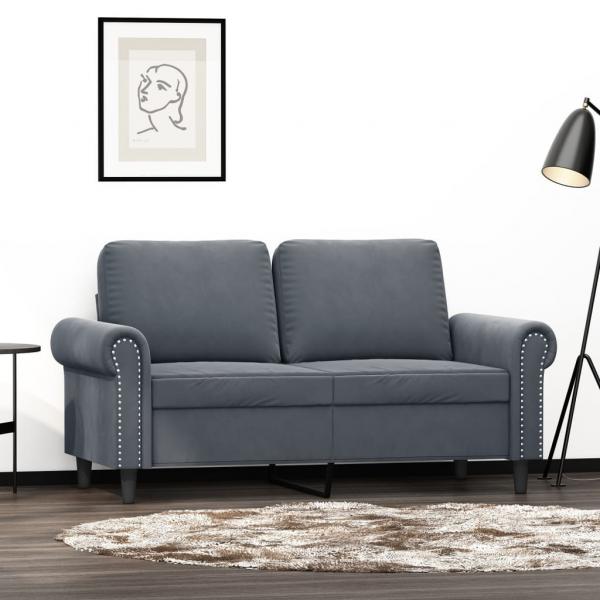 ARDEBO.de - 2-Sitzer-Sofa Dunkelgrau 120 cm Samt