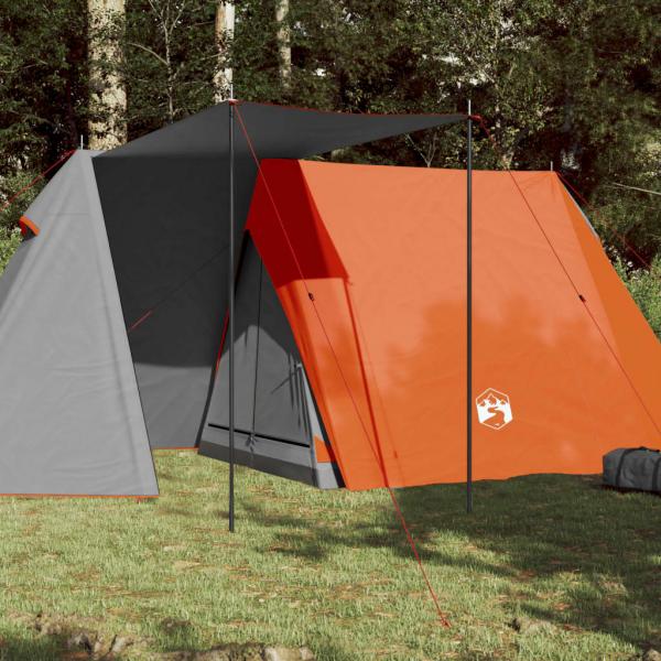 ARDEBO.de - Campingzelt 3 Personen Grau und Orange Wasserfest