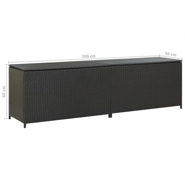 Gartenbox Poly Rattan 200x50x60 cm Schwarz