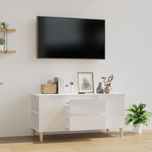 ARDEBO.de - TV-Schrank Hochglanz-Weiß 102x44,5x50 cm Holzwerkstoff