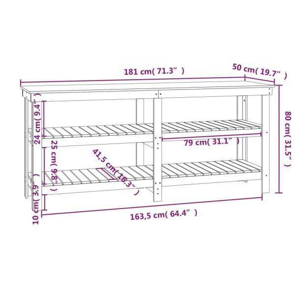 Werkbank Weiß 181x50x80 cm Massivholz Kiefer