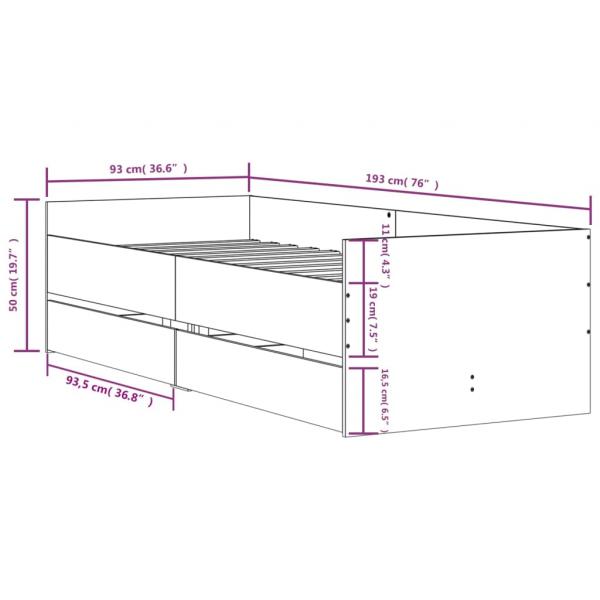 Bettgestell mit Schubladen Braun Eichen-Optik 90x190 cm