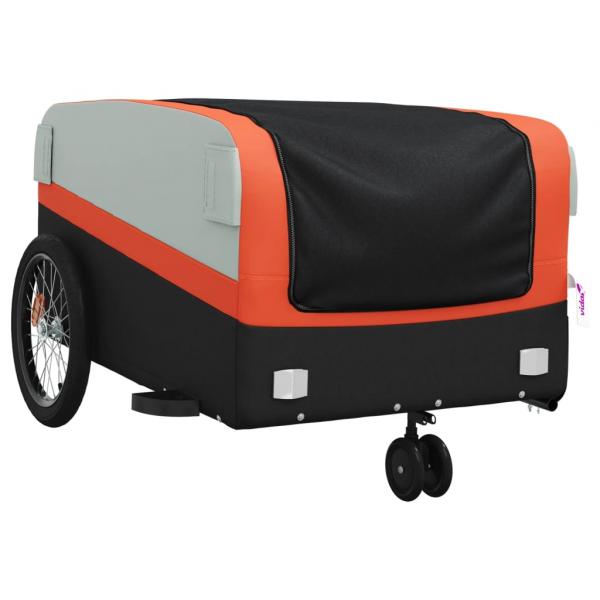 Fahrradanhänger Schwarz und Orange 45 kg Eisen