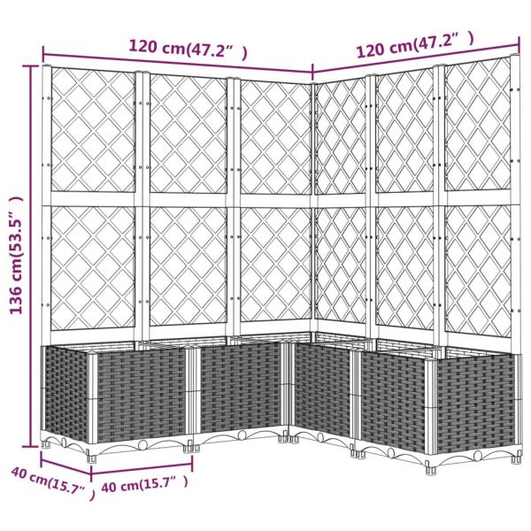 Pflanzkübel mit Rankgitter Weiß 120x120x136 cm PP