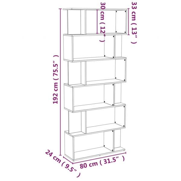 Bücherregal/Raumteiler Räuchereiche 80x24x192 cm Holzwerkstoff