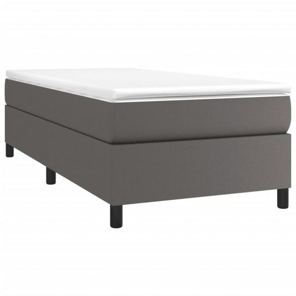 Boxspringbett mit Matratze Grau 90x200 cm Kunstleder