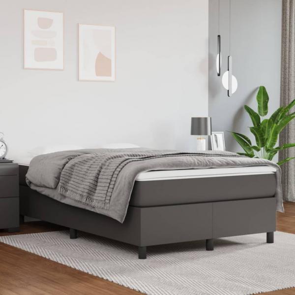 ARDEBO.de - Boxspringbett mit Matratze Grau 120x200 cm Kunstleder