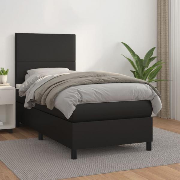 ARDEBO.de - Boxspringbett mit Matratze Schwarz 80x200 cm Kunstleder