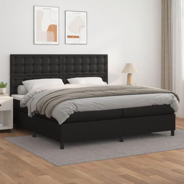 ARDEBO.de - Boxspringbett mit Matratze Schwarz 200x200 cm Kunstleder