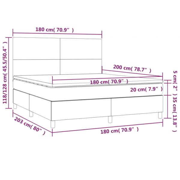 Boxspringbett mit Matratze Grau 180x200 cm Kunstleder