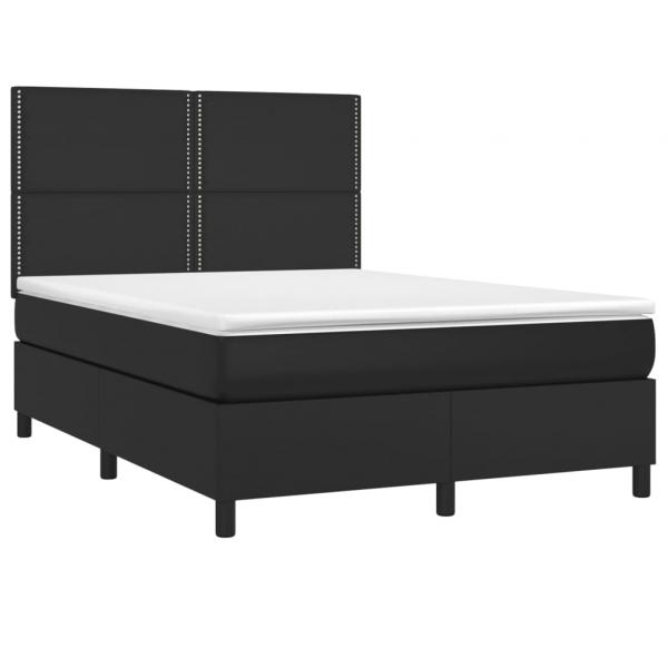 Boxspringbett mit Matratze Schwarz 140x190 cm Kunstleder