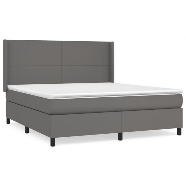 Boxspringbett mit Matratze Grau 180x200 cm Kunstleder