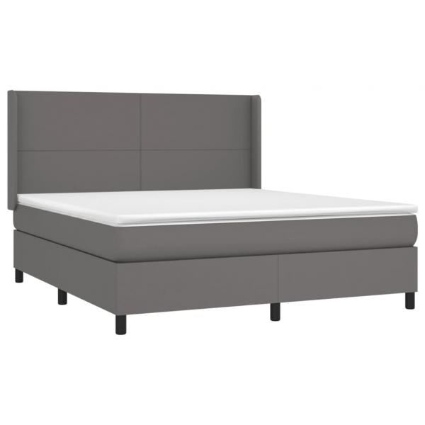 Boxspringbett mit Matratze Grau 180x200 cm Kunstleder