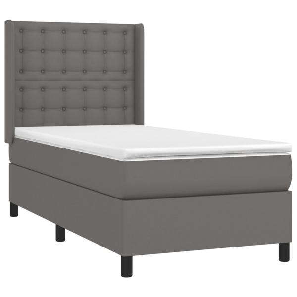 Boxspringbett mit Matratze Grau 90x190 cm Kunstleder