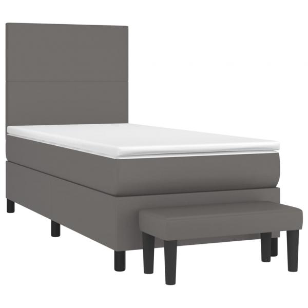 Boxspringbett mit Matratze Grau 90x190 cm Kunstleder