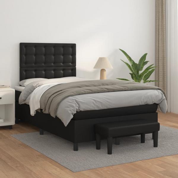 ARDEBO.de - Boxspringbett mit Matratze Schwarz 120x200 cm Kunstleder