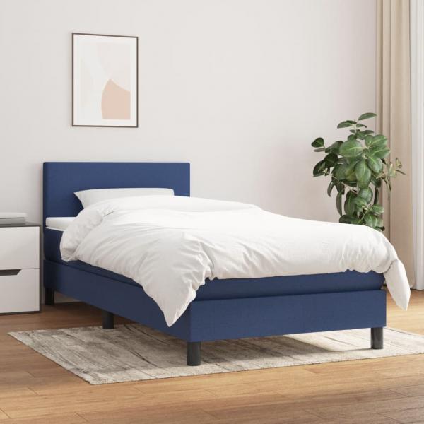 ARDEBO.de - Boxspringbett mit Matratze Blau 90x190 cm Stoff