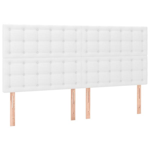 Boxspringbett mit Matratze Weiß 200x200 cm Kunstleder