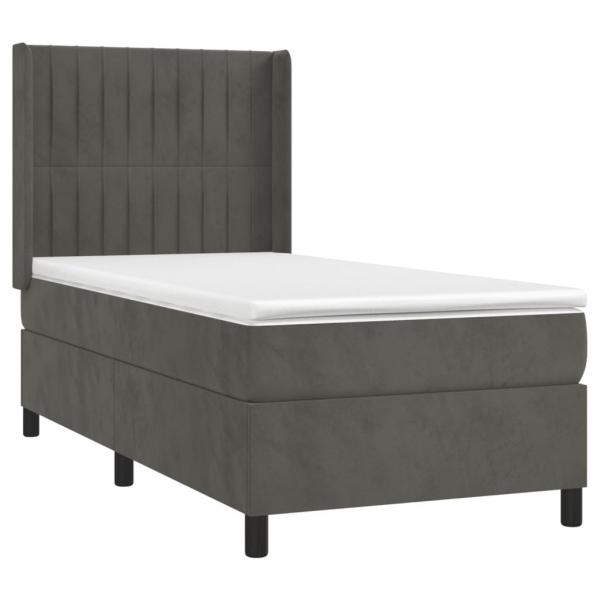 Boxspringbett mit Matratze Dunkelgrau 100x200 cm Samt