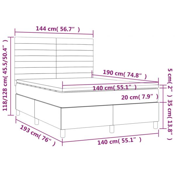 Boxspringbett mit Matratze Schwarz 140x190 cm Stoff