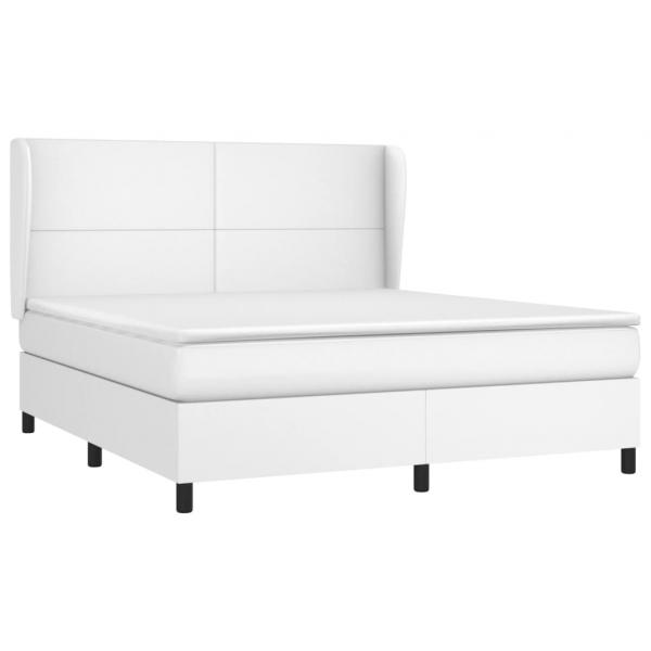 Boxspringbett mit Matratze Weiß 180x200 cm Kunstleder