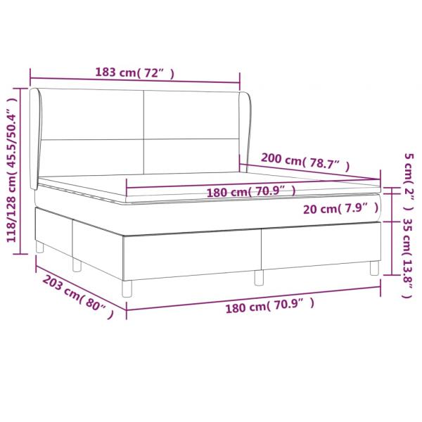 Boxspringbett mit Matratze Weiß 180x200 cm Kunstleder