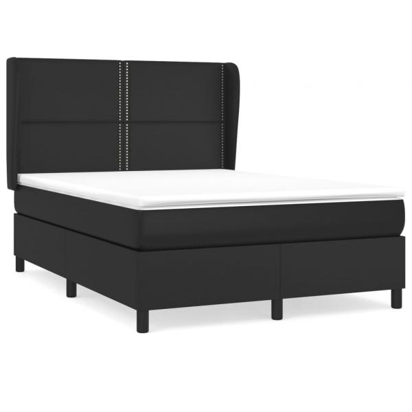 Boxspringbett mit Matratze Schwarz 140x200 cm Kunstleder